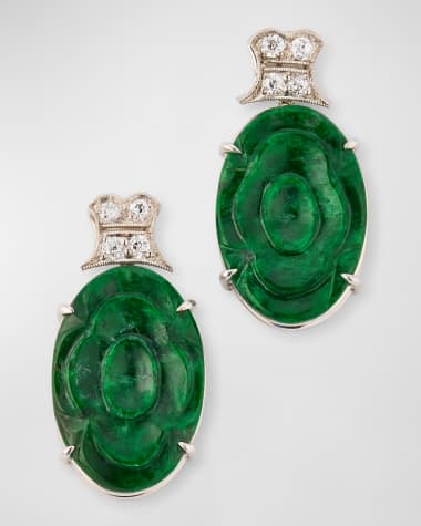 NM Estate Estate Platinum Carved Jadeite Earrings