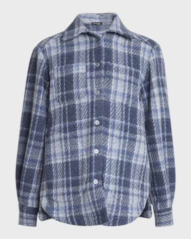 Kiton Plaid Cashmere Shirt Jacket