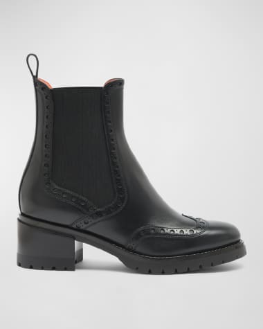 Santoni Hagar Brogue Wing-Tip Chelsea Boots