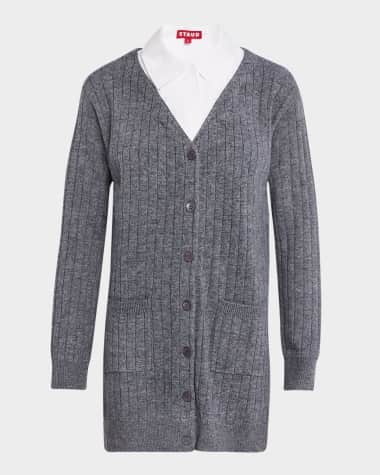 STAUD Wallis Mixed-Media Cardigan Dress