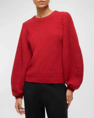 STAUD Aura Balloon-Sleeve Sweater