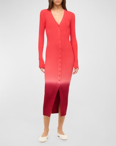 STAUD Shoko Degrade Knit Midi Sweater Dress