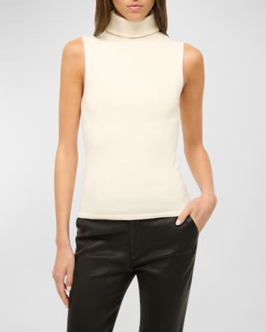 STAUD Canal Sleeveless Wool Turtleneck Top