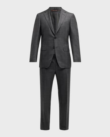 Canali Men's 150s Luxury Twill Tonal Check Suit