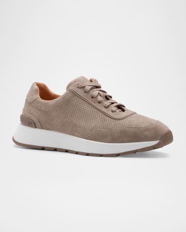 Peter Millar Men's Wayfare Perforated Suede Runner Sneakers