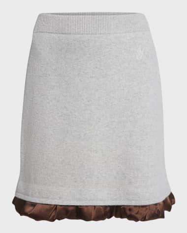 JW Anderson Satin Ruffle Trim Wool Mini Skirt