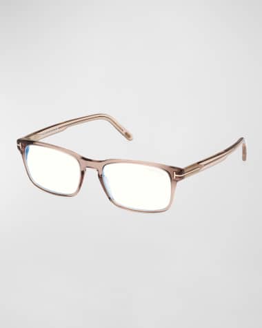 TOM FORD Blue Blocking Keyhole Acetate Rectangle Glasses