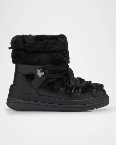 Moncler Insolux Leather Faux Fur Snow Boots