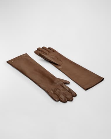 Max Mara Afidee Brown Lamb Leather Gloves