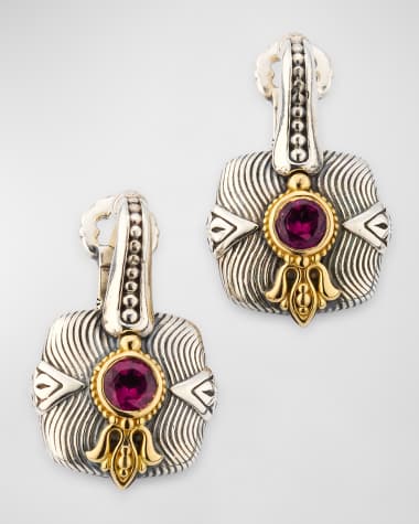 Konstantino Silver and Gold Rhodolite Drop Earrings