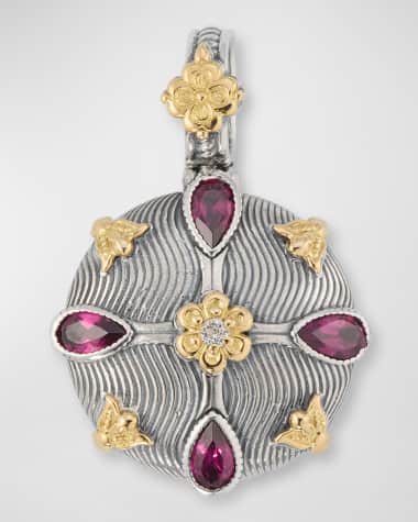 Konstantino Sterling Silver Rhodolite and White Sapphire Pendant with 18K Yellow Gold