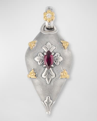 Konstantino Sterling Silver Rhodolite and White Sapphire Pendant with 18K Yellow Gold
