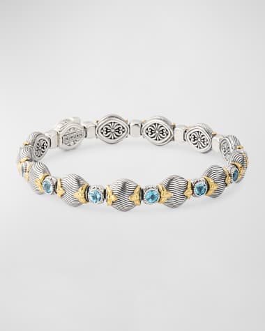 Konstantino Sterling Silver and Sky Blue Topaz Bracelet with 18K Yellow Gold