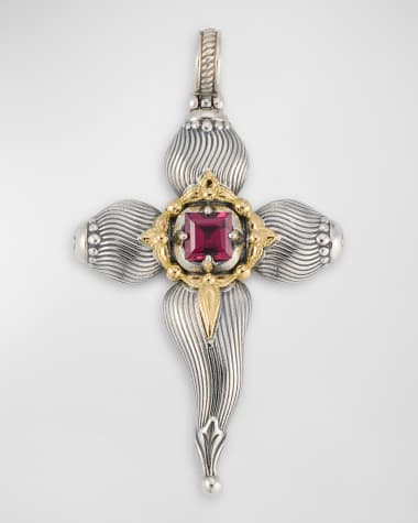 Konstantino Silver and Gold Rhodolite Cross Pendant