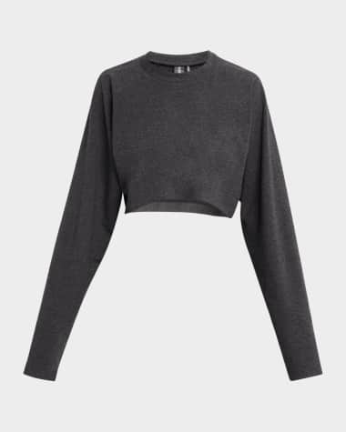 Norma Kamali Oversized Raglan-Sleeve Cropped Top