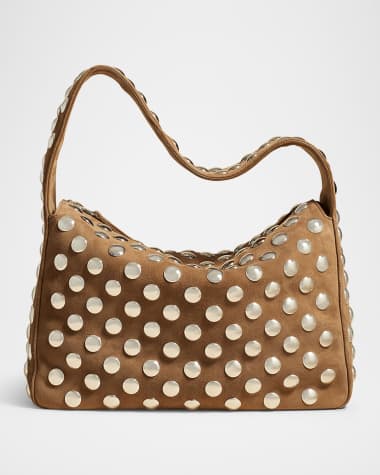 Khaite Elena Studded Suede Shoulder Bag