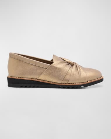 Eileen Fisher Eena Metallic Suede Twist Slip-On Loafers