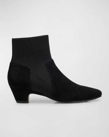 Eileen Fisher Muzy Pointed Knit Suede Ankle Booties