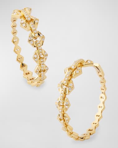 Dries Criel 18K Yellow Gold Flow Hoop Earrings with Diamonds