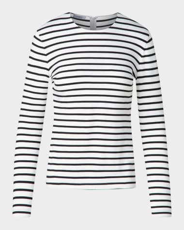 Akris punto Sailor Striped Long-Sleeve Viscose Jersey Top