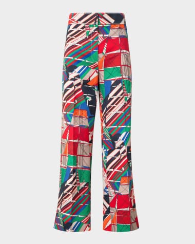 Akris punto Chieko Denim Sea Clipper Print Cropped Pants