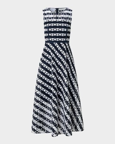 Akris punto Dot Cut-Out Guipure Fit-Flare Midi Dress
