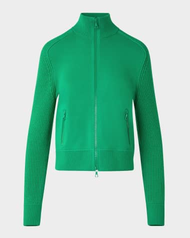Akris punto Mock-Neck Milano Knit Zip Bomber Cardigan