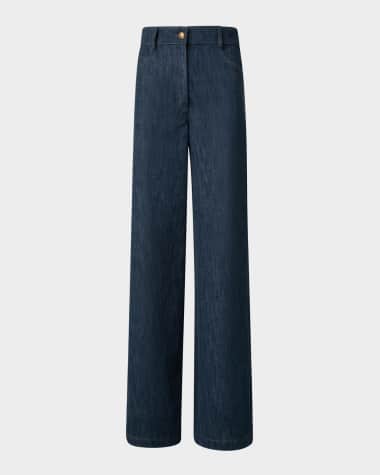Akris punto Cooper Cotton-Wool Denim Wide-Leg Pants