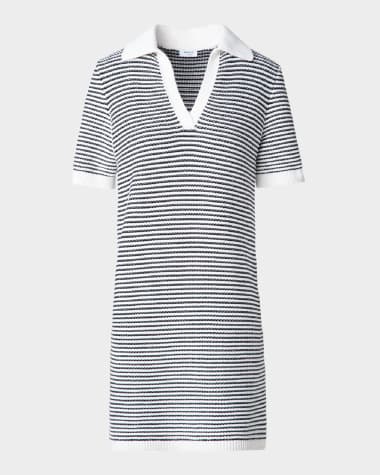 Akris punto Chunky Tweed Knit Mini Polo Dress