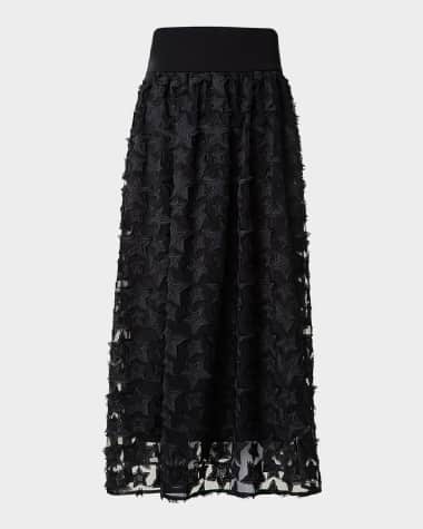 Akris punto Star Embroidered Midi Skirt