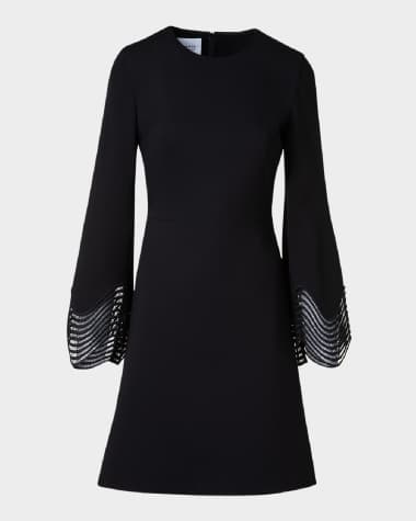 Akris punto Waved Lace Cuff Jersey Mini Dress