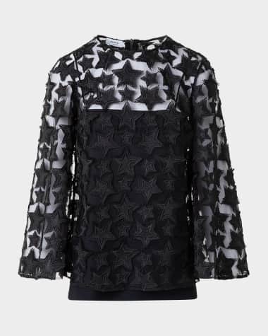 Akris punto 3D Star Embroidery Tulle Loose Blouse