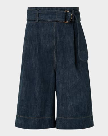 Akris punto Fioretta Belted Sailor Denim Bermuda Shorts