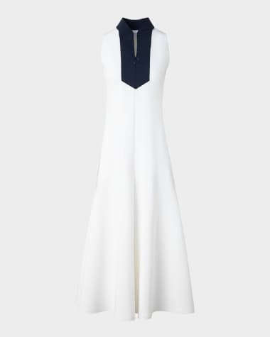 Akris punto Colorblock Quarter-Zip Sleeveless Jersey Midi Dress