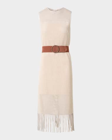 Akris punto Fringe Mesh Midi Dress