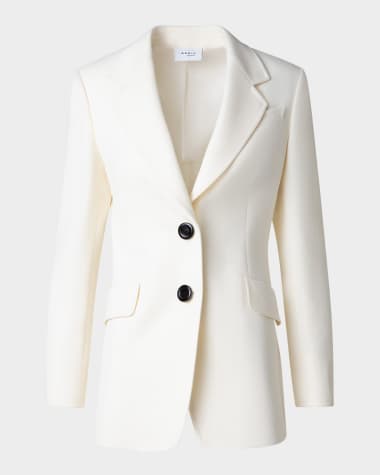 Akris punto Single-Breasted Wool Gabardine Captain Blazer Jacket