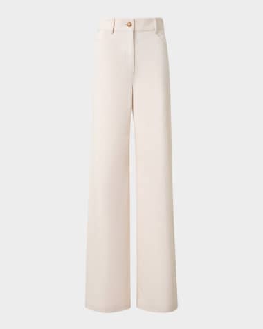Akris punto Cooper Wide Leg Cotton Wool Denim Pants