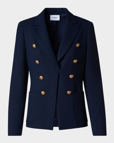 Akris punto Double-Breasted Illusion Canvas Crepe Blazer