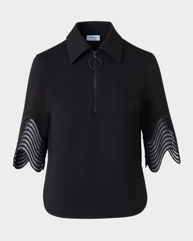 Akris punto Waved Lace Borders Polo Jersey Shirt