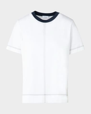 Akris punto Colorblock Seamed Short-Sleeve Cotton Jersey T-Shirt