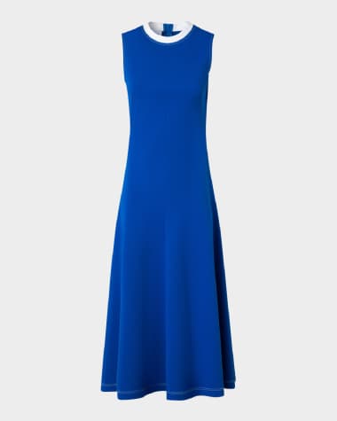 Akris punto Contrast-Neck Sleeveless Signature Jersey Midi Dress