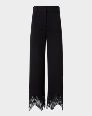 Akris punto Chieko Waved Lace Wide Leg Jersey Pants