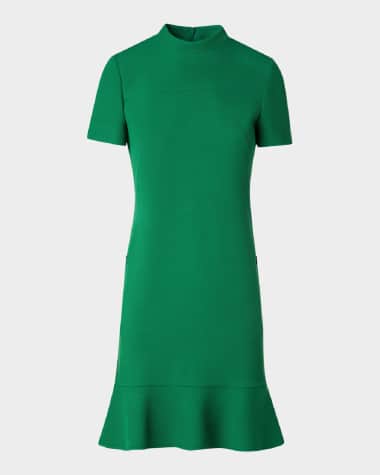 Akris punto Short Ruffle Hem Wool Tricotine Dress
