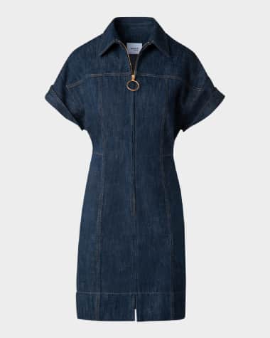 Akris punto Mini Cotton Wool Denim Dress