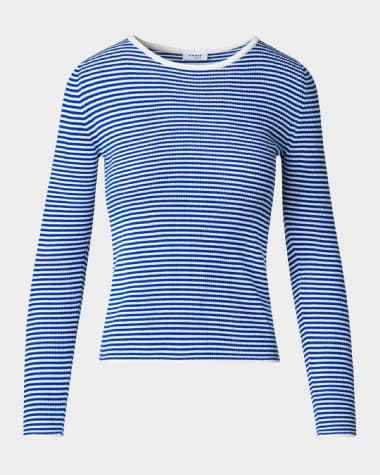 Akris punto Sailor Striped Rib Knit Crewneck Sweater