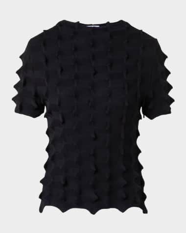 Akris punto 3D Sail Knit Short-Sleeve Sweater
