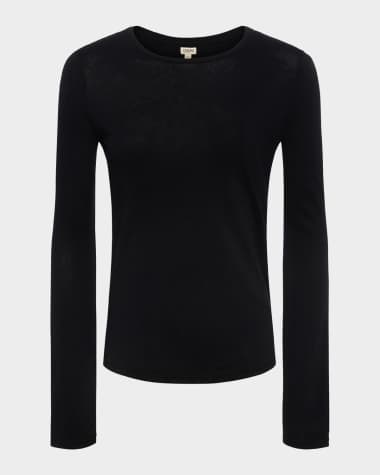L'Agence Ayla Long-Sleeve Crewneck Tee