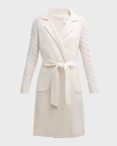 TSE Cashmere Double-Face Cable-Knit Cashmere Coat