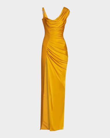 white christmas dresses Neiman Marcus Pastel Yellow/Dusty Rose Ruffled Lace Gown with Rhinesto –  The Kit Vintage