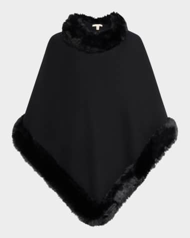 Adrienne Landau The Penny Poncho W/ Faux Fur Trim